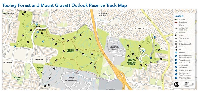 Toohey Forest and Mount Gravatt Outlook Reserve Track Map (BCC)