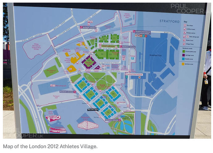 Map of the London 2012 Olympics Athletes Village.