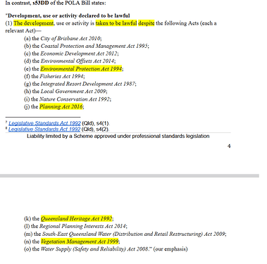 POLA Bill development laws exempted