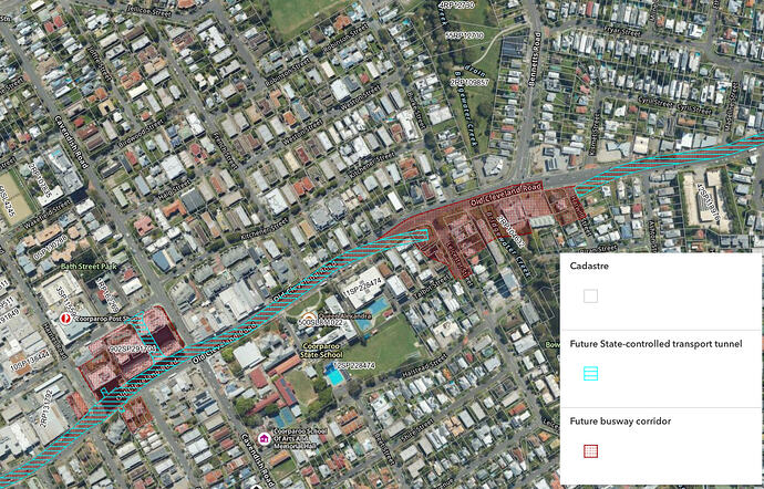 Map of Gazetted Eastern Busway Extension - Coorparoo Square to Bennetts Road