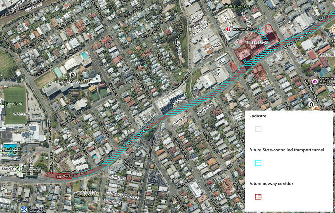 Map of Gazetted Eastern Busway Extension - Langlands Park to Coorparoo Square