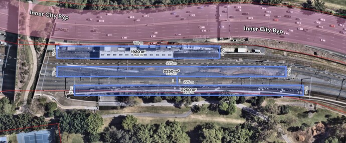 5 platform station - 2 islands x 10m wide and 1 side 12m wide