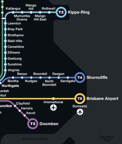 Train Line Numbering on the SEQ Network Map