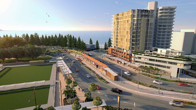 Artist render of the Burleigh Heads Tram Station