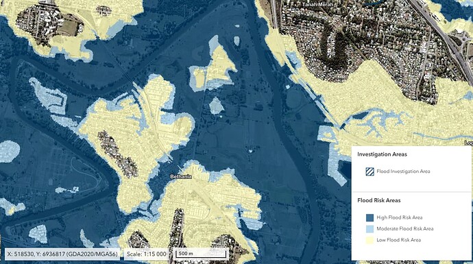 Flood map for the Bethania
