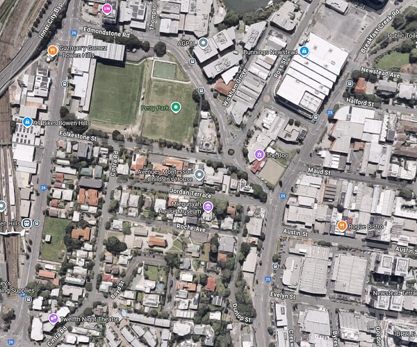 Aerial view of wider Bowen Hills locality.