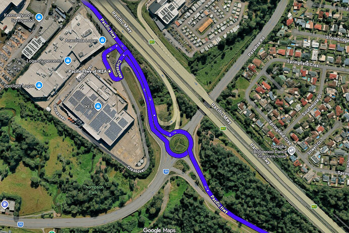Manoeuvre required for buses to access IKEA bus station when travelling outbound - involving going around the Paradise Road roundabout 1 & 1/2 times.